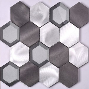 Alumiini-metalliseos Lasi-kuusikulmainen mosaiikkilaatta keittiön seinälle Backsplash