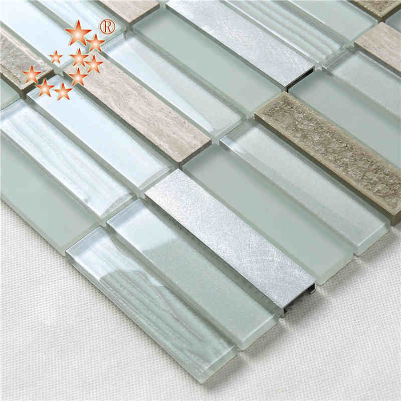 Uusi tuote aaltoileva lasi laatta kupla lasilevy Matt Glass Mixed Metal keraaminen mosaiikki laatta keittiö Splash Takaisin rikkoutunut lasi laatta arabesque lasi laatta