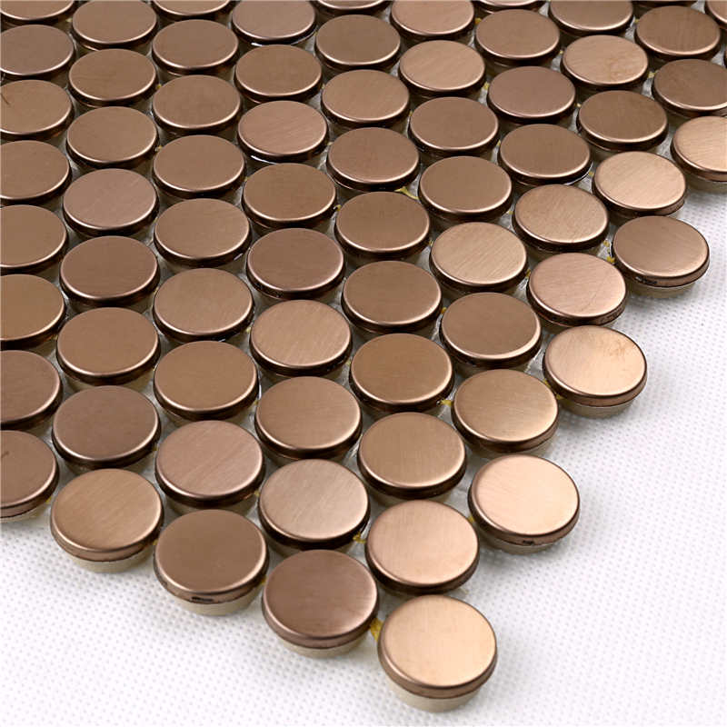 Rose Gold Copper Metal Penny Round Mosaic Tile Keittiö Backsplash Hotel Living Room Walls Lanka Tile Hinta