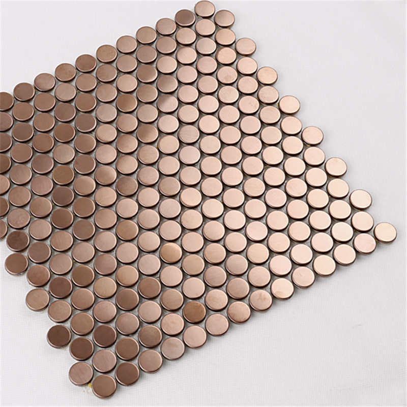 Rose Gold Copper Metal Penny Round Mosaic Tile Keittiö Backsplash Hotel Living Room Walls Lanka Tile Hinta