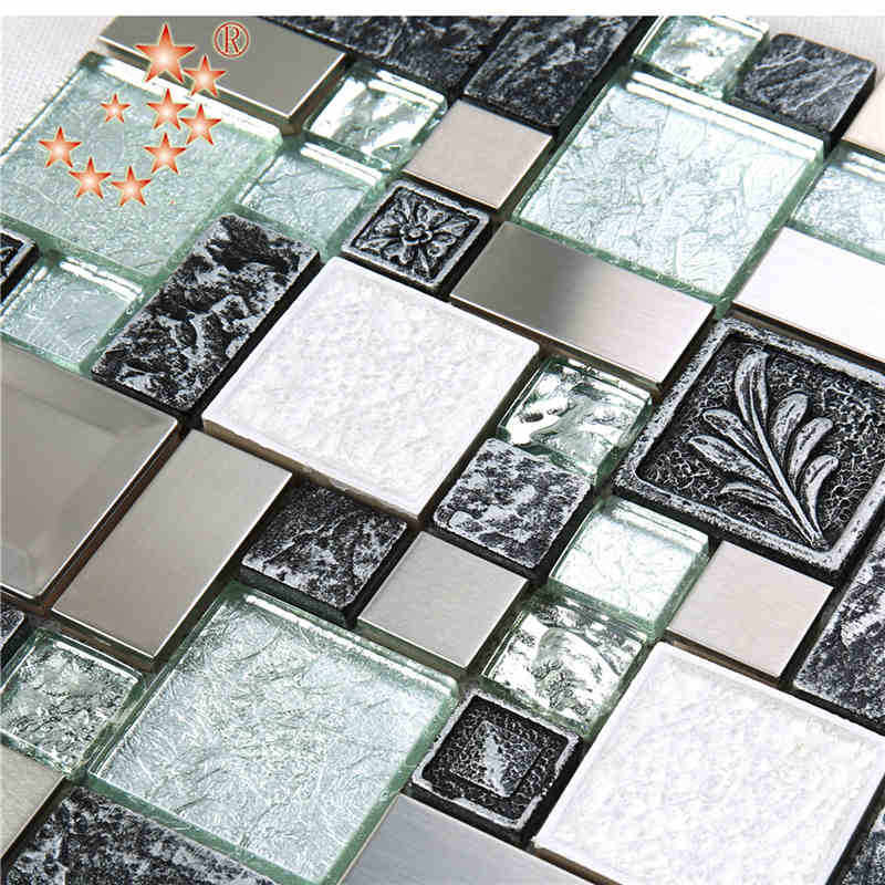 Ainutlaatuinen pronssi-aukkoinen hopeafoliolasi lasi sekoitettu hartsi mosaiikkilaatta koristetaiteen seinälle