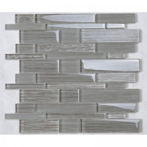 Crystal Glass Random Mixed Strip Mosaic Takaisin Splash Tile Grey