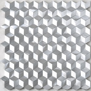 3D-tehosteen Diamond-muotoinen hopeavalkoinen alumiininen kuusikulmio mosaiikkilaatta koriste-seinälle