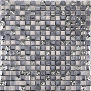 Korkealaatuinen uusin muotoiltu kristallilasi-mosaiikkisekoite kivimetallia keittiön Backsplash-seinälaatoille kiiltävä musta