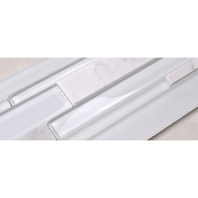 HSD131 kuuma myynti viimeisin muotoilu valkoinen Carrara marmori sekoitettu lasi mosaiikki keittiö Backsplash metro laatta