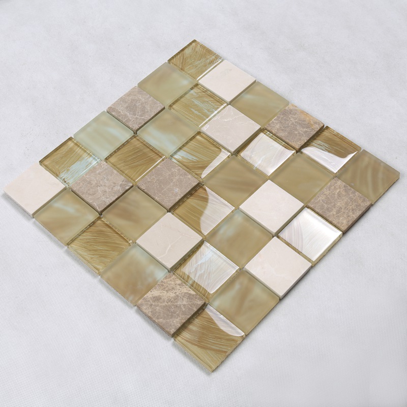 YMS20 keittiöseinäkoristeellinen mattalasi sekoitettu marmorikivi mosaiikki laatta kultaa